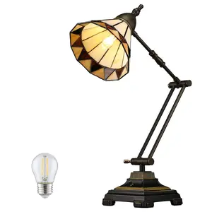 RainbowPebble Tiffany Table Lamp w/ Soft White G45 Bulbs