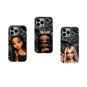 [No magnetic]  trending Bratz Doll Phone Case,Aesthetic durable phone Cover,Y2K Baddie Money Print for iPhone 17 16 15 14 13 12 11 8 7 for Samsung Series,Shockproof Protective Dual-Layer design phone case,trending phone Cover,perfect gift for girl