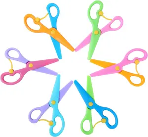 6 Pack Kids Safety Scissors for Toddlers Ages 3-5 – Child-Friendly Preschool Training Scissors with Blunt Tips & Dual-Color Design – Safe Craft Tools for Paper Cutting, School & Art Projects