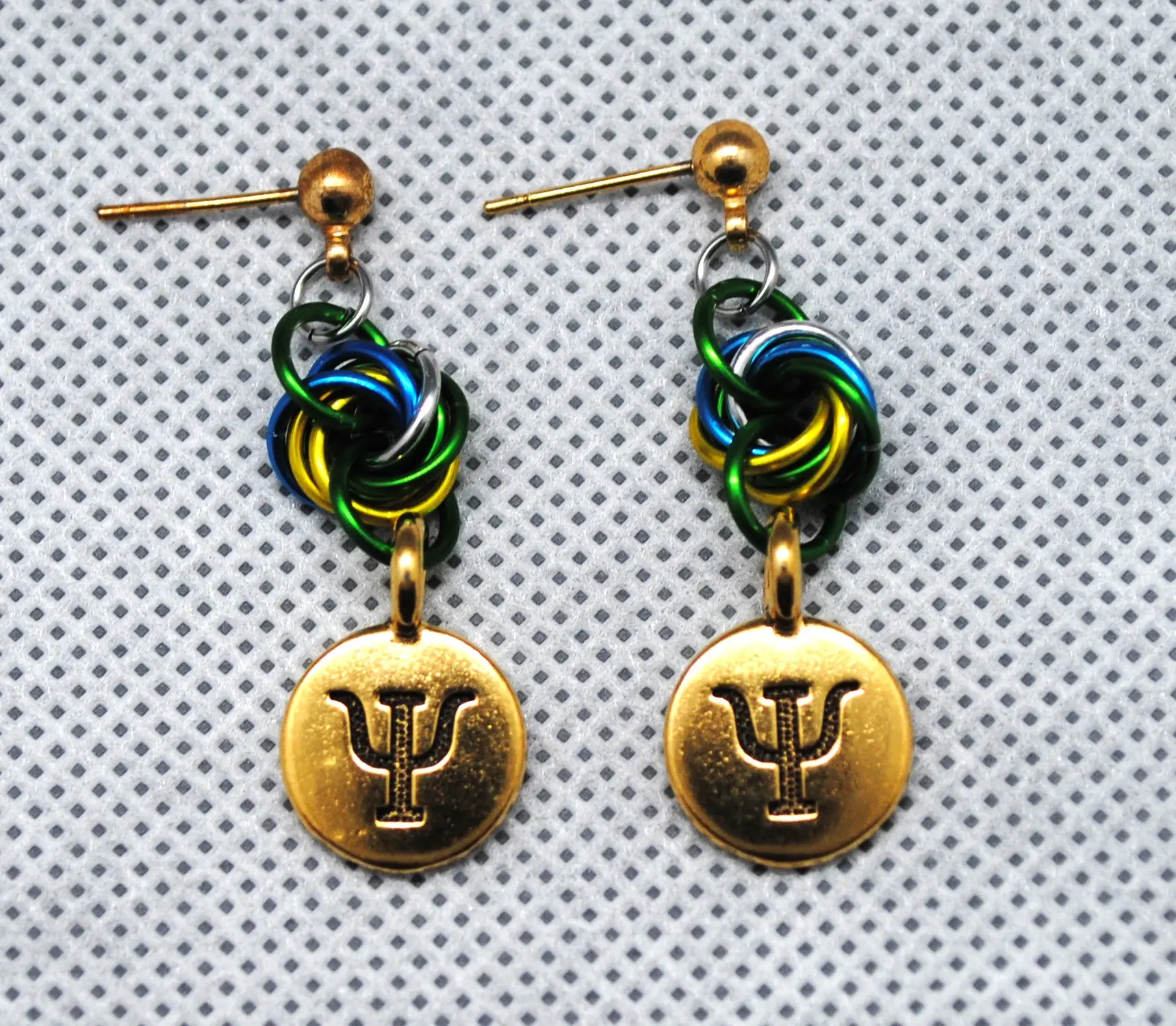 Earrings Chain Maille Mobius weave Psi dangles