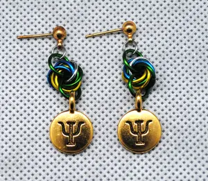 Earrings Chain Maille Mobius weave Psi dangles