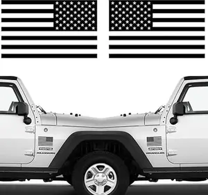 Die Cut Subdued Matte Black American Flag Sticker 3" X 5" Tactical Military Flag USA Decal Great for Car, Hard Hat. Car Vinyl Window Bumper Decal Sticker (1 Pair)