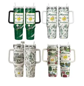 Masters Tournament 40oz Tumbler With Handle, Golf Lover Travel Mug, Insulated Golf Cup With Straw, Golf Fan Gift Tumbler