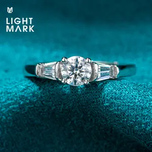 0.5ct  Three-stone moissanite Stone Adjustable Engagement Ring Wedding Ring Lady (5#-7# )-RW10849
