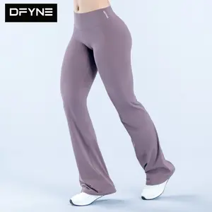 DFYNE Flare Nylon Leggings – High Stretch Breathable Seamless Yoga Fitness Pants for Women