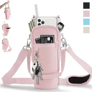 Water Bottle Holder Bag without Bottle, 1 Count Adjustable Shoulder Strap Water Bottle Bag, Outdoor Hiking Camping Bag, Kitchen Storage Bag, Drink Carrier