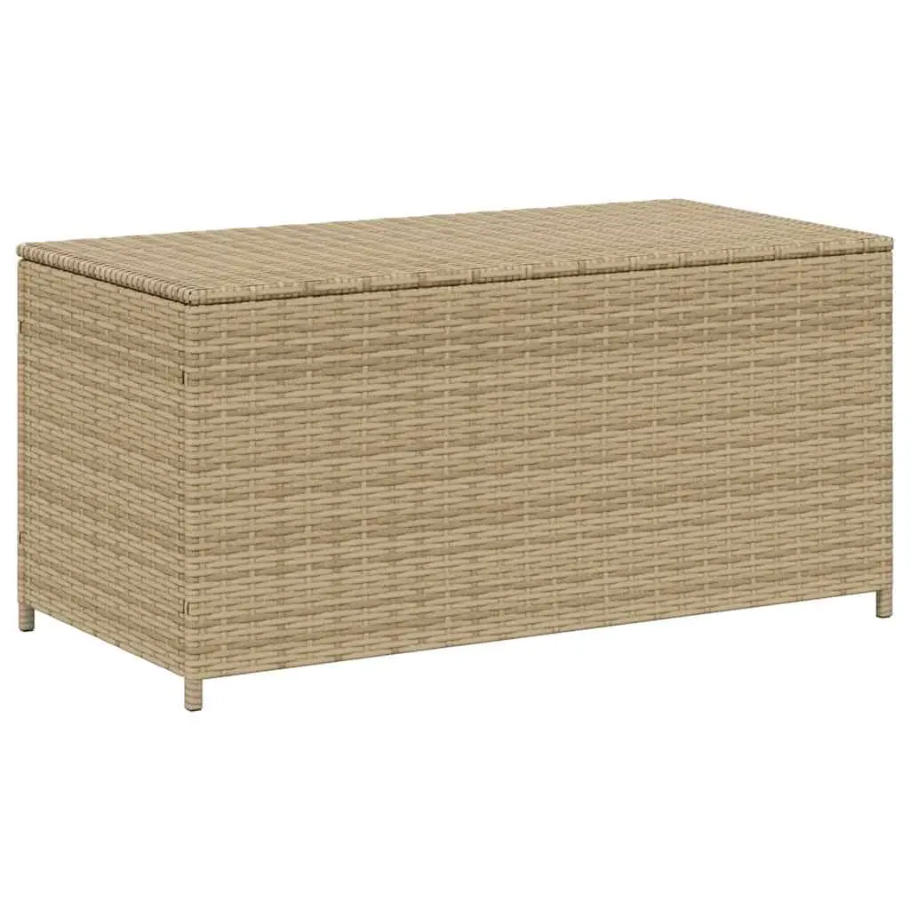 vidaXL Garden Storage Box, Outdoor Cushion Storage Box with Lid, Patio Furniture, Toy Chest, Modern Style, Mix Beige 50.2 Gal Poly Rattan 365323