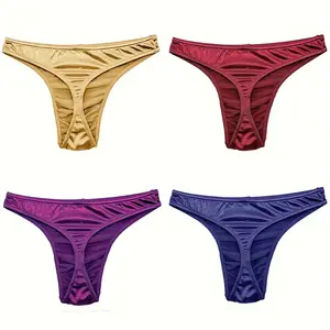 Sexy Underwear Men Gay Thong Lingerie Sissy G-Strings Breathable T-Back low-Rise Satin Silky Solid SMLXL2XL3XL