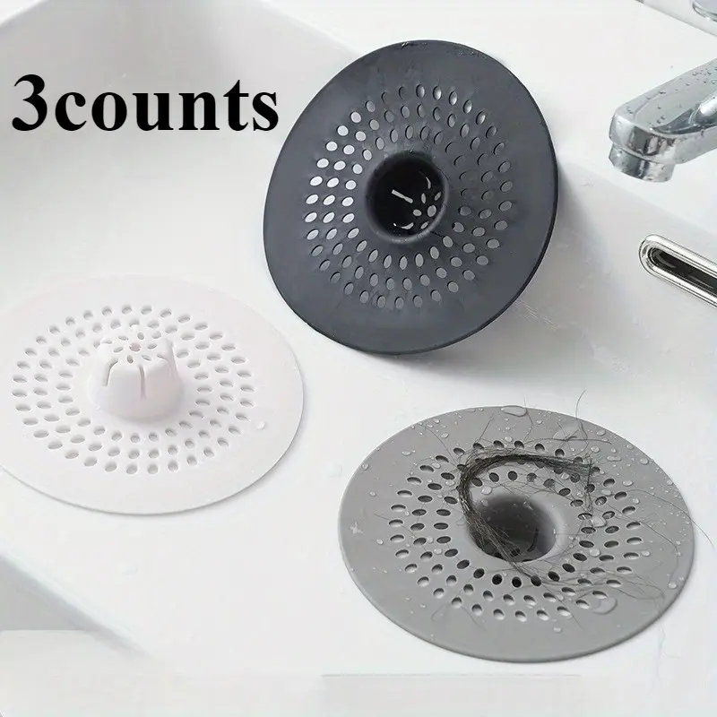 1 Pack Shower Hair Drain Catcher - Durable Plastic Bathroom Sink & Tub Drain Cover with Multi-Size Adapters, Fit for Clog Prevention, Easy Clean Drain Protector, Flexible Design, Effective Filtration, Bathroom Accessory, Bathroom Gadgets
