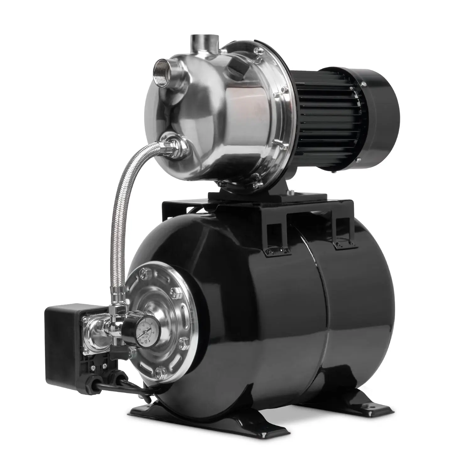 XtremepowerUS 1.6HP Booster Jet Pump Shallow Water 1" Well  System Pressurized, Stainless Steel, Irrigation System