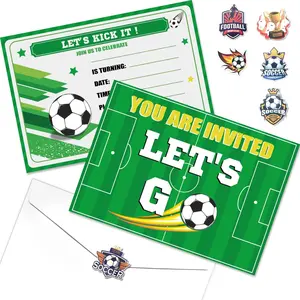 20Pcs 6.7x4.7 Inch Soccer Party Invitation Sets with Envelopes Birthday Invitation Cards for Boys Kids Sports Fan Soccer Party Event Supplies