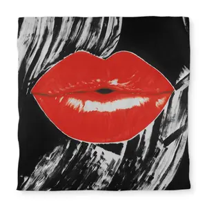 Begin Home Decor C1DCQSW0J9UZT9 Pouty Glossy Lips Black Retro Queen Size Duvet Cover - Home Decor