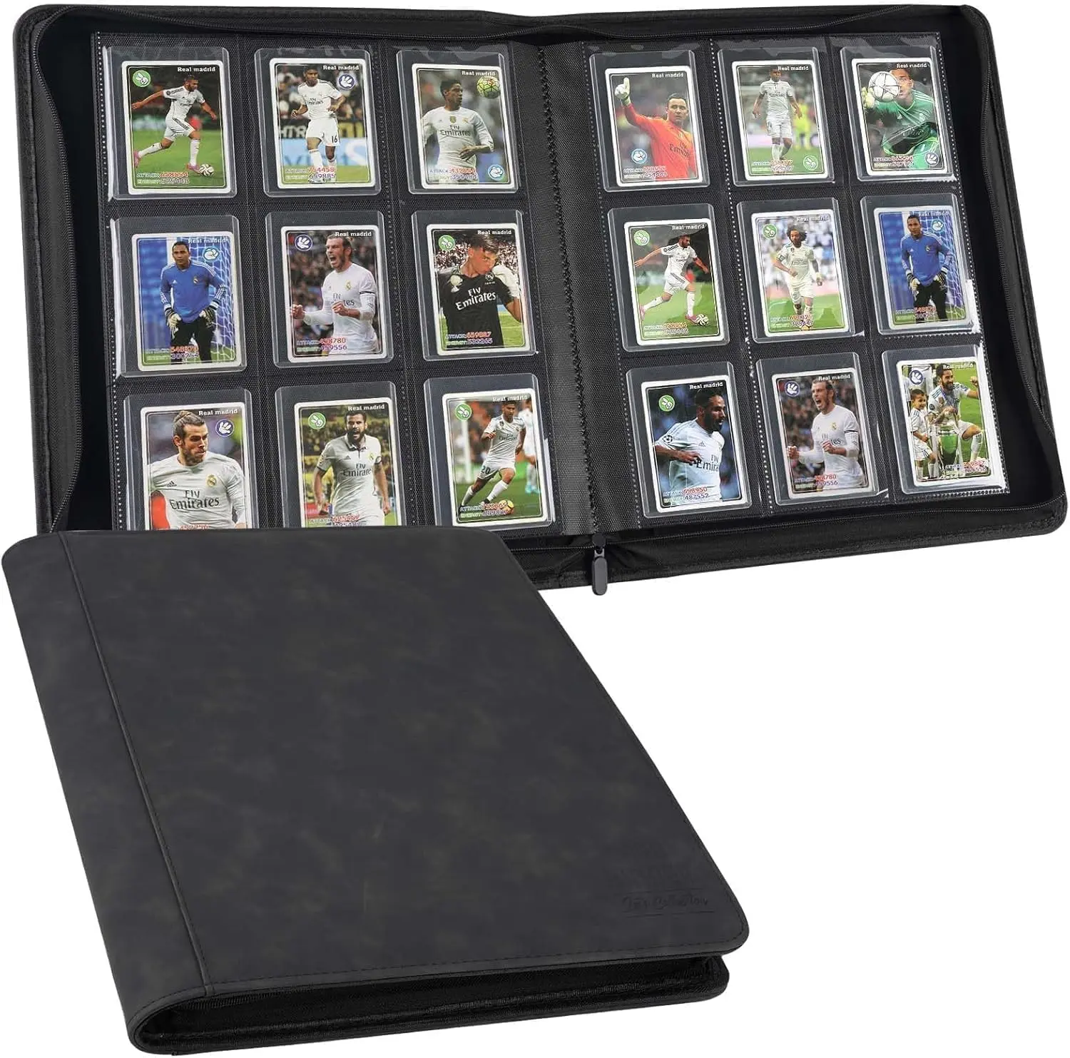 Trading Card Toploader Binder with 9-Pocket Pages, Durable Sleeves for 3x4 Rigid Cases Storage & Display, Holds 288 Units, Black Toploaders for Cards, Trading Card Toploaders