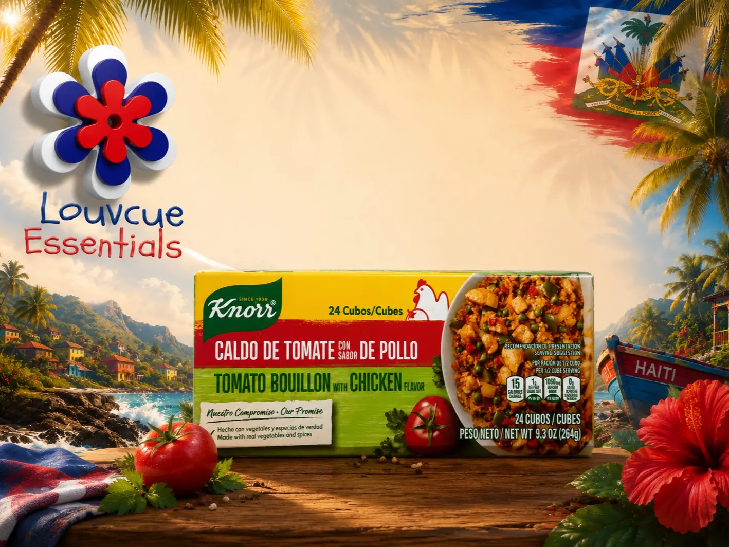 2 pack Knorr Tomato Bouillon with Chicken Flavor Cubes – 24 Count | Caldo de Tomate con Sabor de Pollo | 9.3 oz