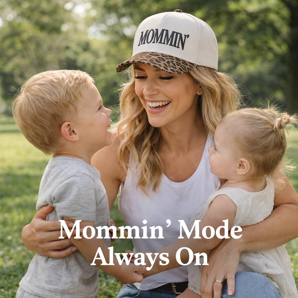 MOMMIN' Leopard Trucker Hat for Women – Funny Mom Baseball Cap