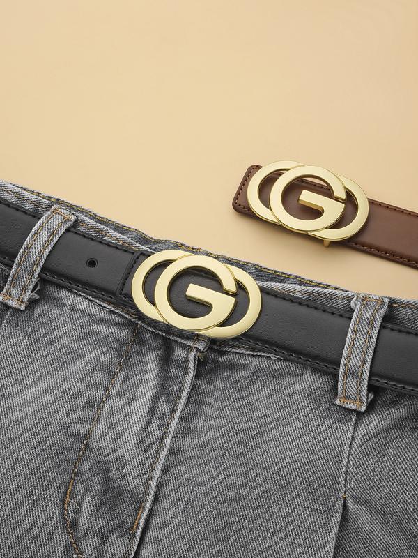 Luxury Women's Waist Belt, Trendy Exquisite Belt with Letter G Alloy Buckle, Adjustable Design for Daily Commute & Office Casual Wear, Perfect Gift Idea Luxury Women's Waist Belt, Trendy Exquisite Belt with Letter G Alloy Buckle, Adjustable Design for Daily Commute & Office Casual Wear, Perfect Gift Idea