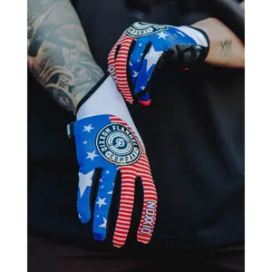 Traditions of Rebellion Moto Gloves - Red, White, & Blue