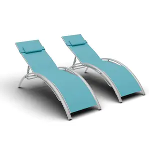 Set of 2 Outdoor Chaise Lounge Chairs, Adjustable Aluminum Patio Loungers for Beach, Pool, and Patio – Lightweight, Sturdy, All-Weather Design