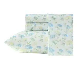 Laura Ashley Edwina Blue/Yellow Microfiber TwinSheet Set