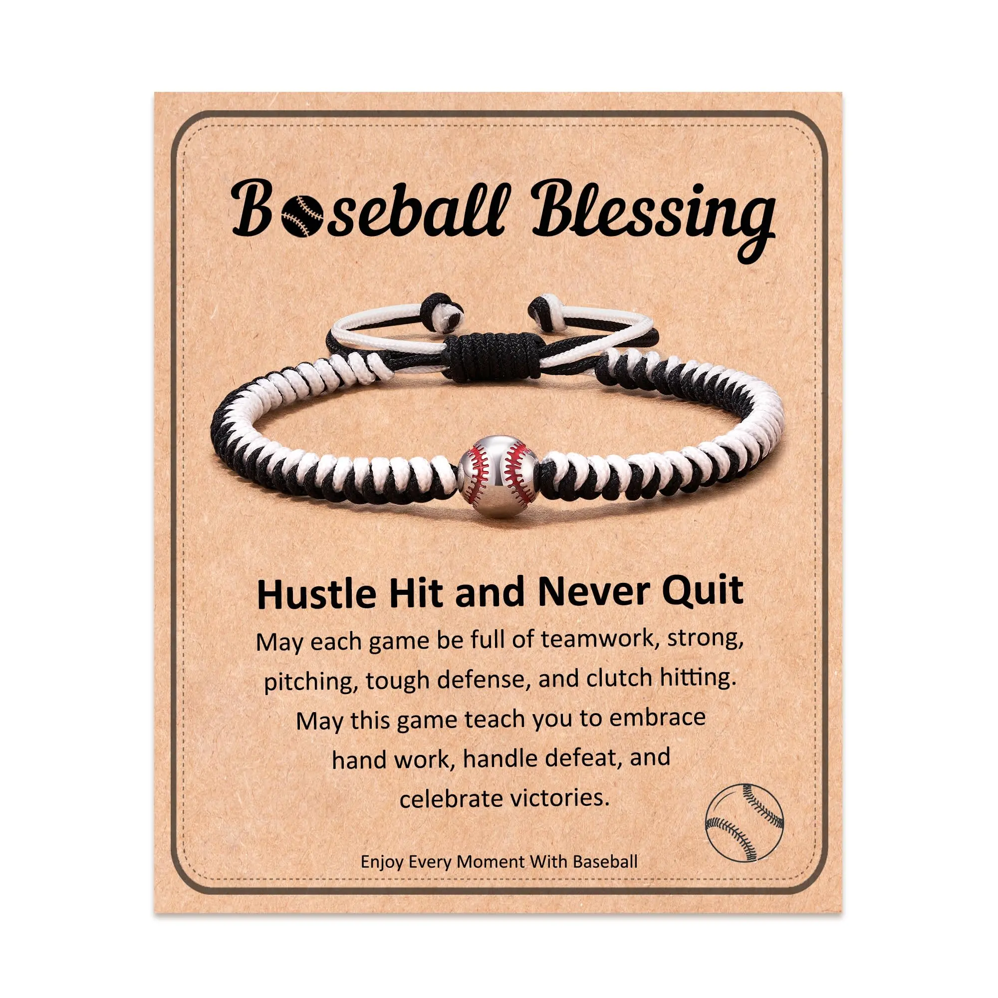 Braided Baseball Charm Bracelet for Youth - Adjustable Strap Braided Cord Bracelet, 7-9 in Wrist Fit, Male Unisex Jewelry, Ideal Sports & Graduation Gift for Casual Wear