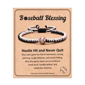 Baseball Bracelet, Adjustable Braided Gifts for Teenage Teams Son Grandson Brother Friend