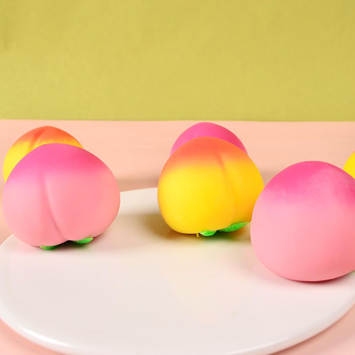 2 Pack Peach Shape Stress Relief Toys, Bounceable Squeeze, Handheld Relaxation Toy, Indoor Realistic Fruit Decorations, Perfect Gift for Parties, Kawaii Squishies