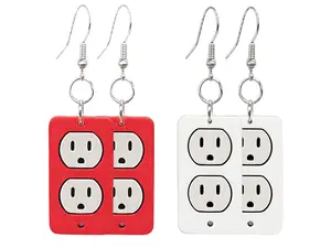 Electrical Outlet Earrings Two Pair Bundle Electrician Handyman Tool Jewelry Dangle Lightweight Gift Handmade