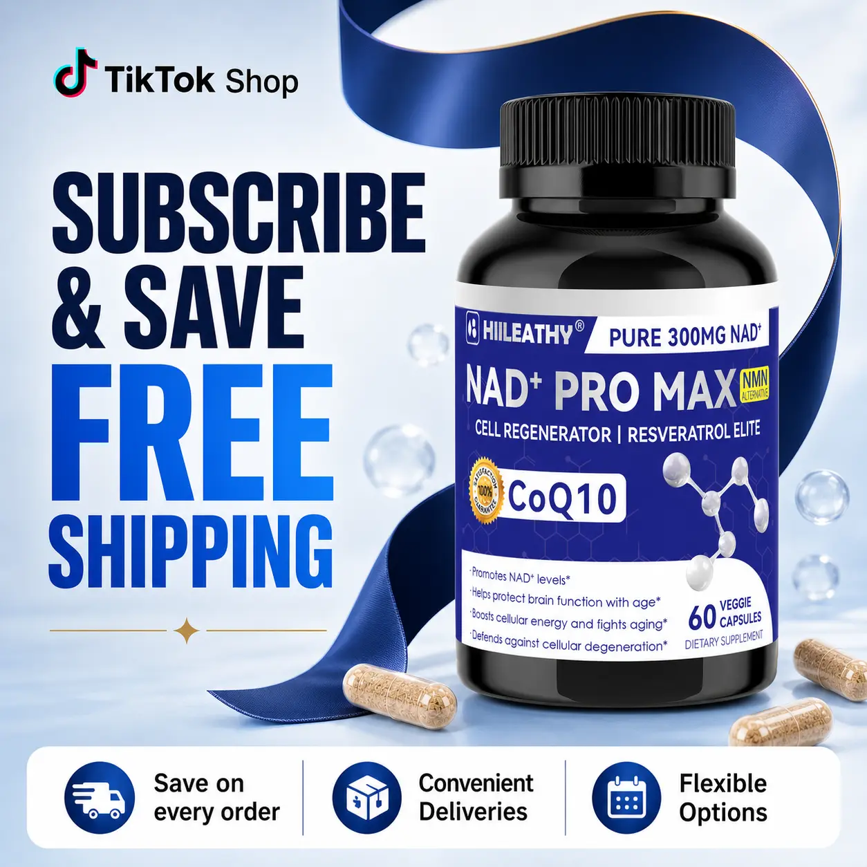 HIILEATHY NAD+ PRO MAX Anti-Aging Supplement | Breast Hip Shaping & Skin Rejuvenation Support