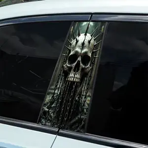 2 B-pillar Diablo Skull themed stickers, Skull Decal, Car Decorative Sticker, waterproof and scratch resistant, suitable for all models - Audi, Honda, Mitsubishi, Ford, Volkswagen, BMW, Opel, Peugeot; sedans, SUVs, MPVs