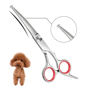 Pet Grooming Scissors Curved Scissors Wholesale Stainless Steel Curved Scissors with Round Head Pet Grooming Tools