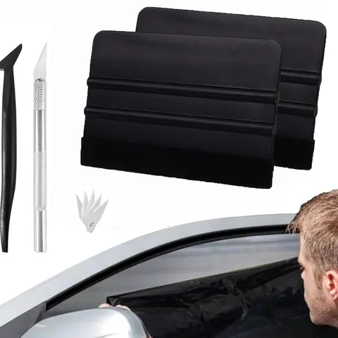 4PCS Window Tint Kit, Profession Car Wrap Kit with Felt Squeegee, Craft Knife and Blades,Micro Squeegee for Vinyl Wrap Tools Tint Tools,Wallpaper Smoothing Tool Kits