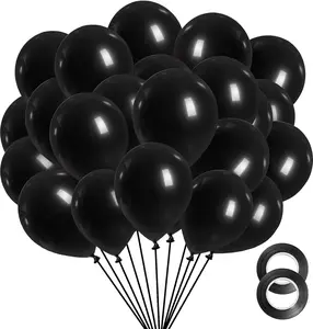 Black Balloons 12 inch, 100 Pack Black Latex Balloons for Birthday Graduation Baby Shower Father's Day Party Decorations