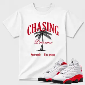 Unisex T-shirt To Match Sneakers Jordan 13 University Red - Chasing Dreams. 100% Cotton for Casual Wear. Comfortable Summer Unisex T-Shirt to match Jordan Sneaker. Streetwear Style. urban outfitters
