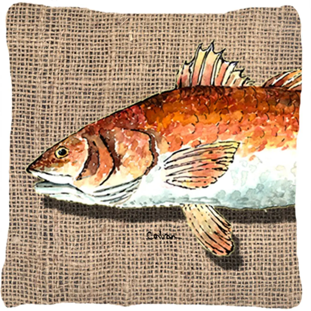 Red Fish Indoor & Outdoor Fabric Decorative Pillow