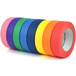 8 Rolls Colored Masking Tape - Painters Tape 0.60 Inch - Vibrant Rainbow Colors, Variety Pack,  by Hand - Colorful Paper Tape for Labeling, , Artists, DIY - 360FT Total - 1.5" Core
