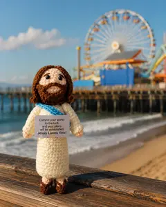 Handmade Crochet Jesus Desk Buddy — Positive Affirmation Plush with Scripture Card, Christian Faith Gift 1 PCS
