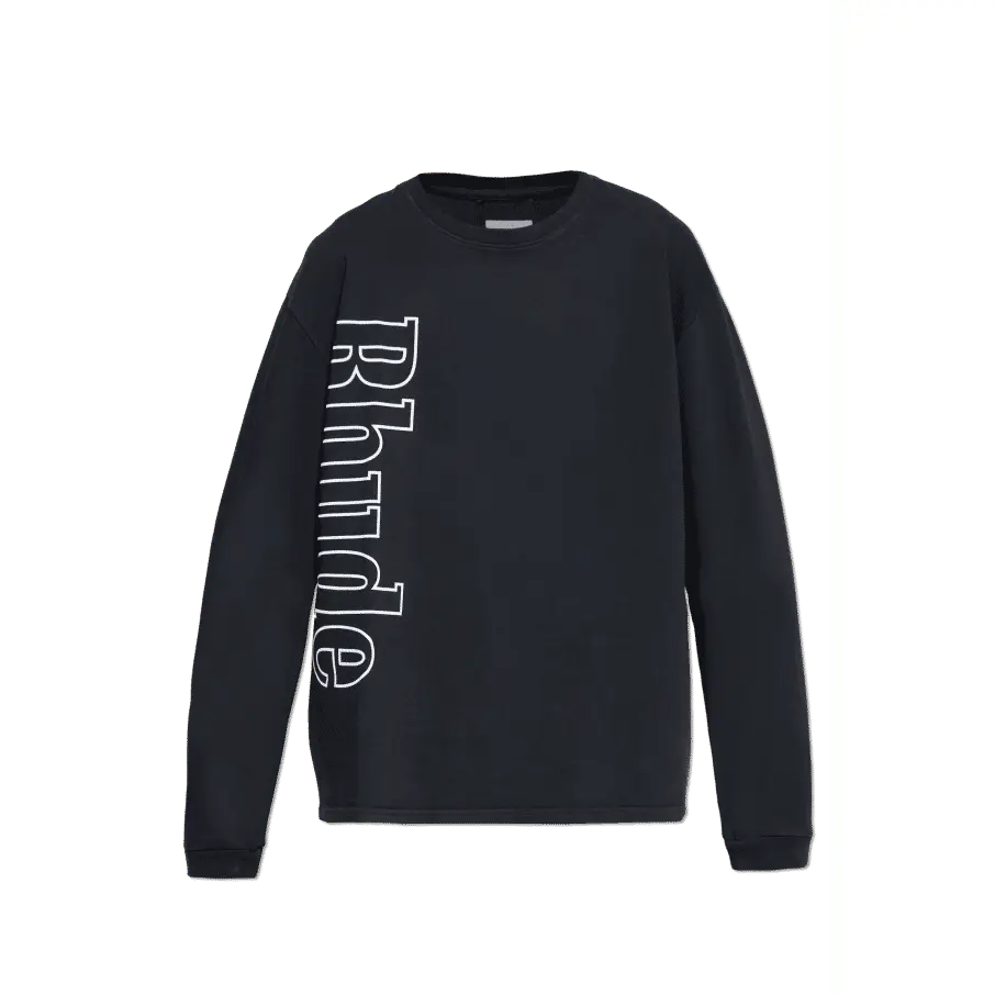 993491 Rhude Vertical Logo Longsleeve Tee "Black"