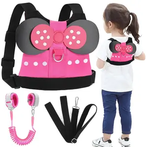 Summer Spring Gift Toddler Backpack Harness with Safety Leash, Cute Dinosaur Harnesses with Kids Anti Lost Wrist Link, Mini Child Schoolbag with Wristband Tether Strap and Protection Leashes for Baby Girls