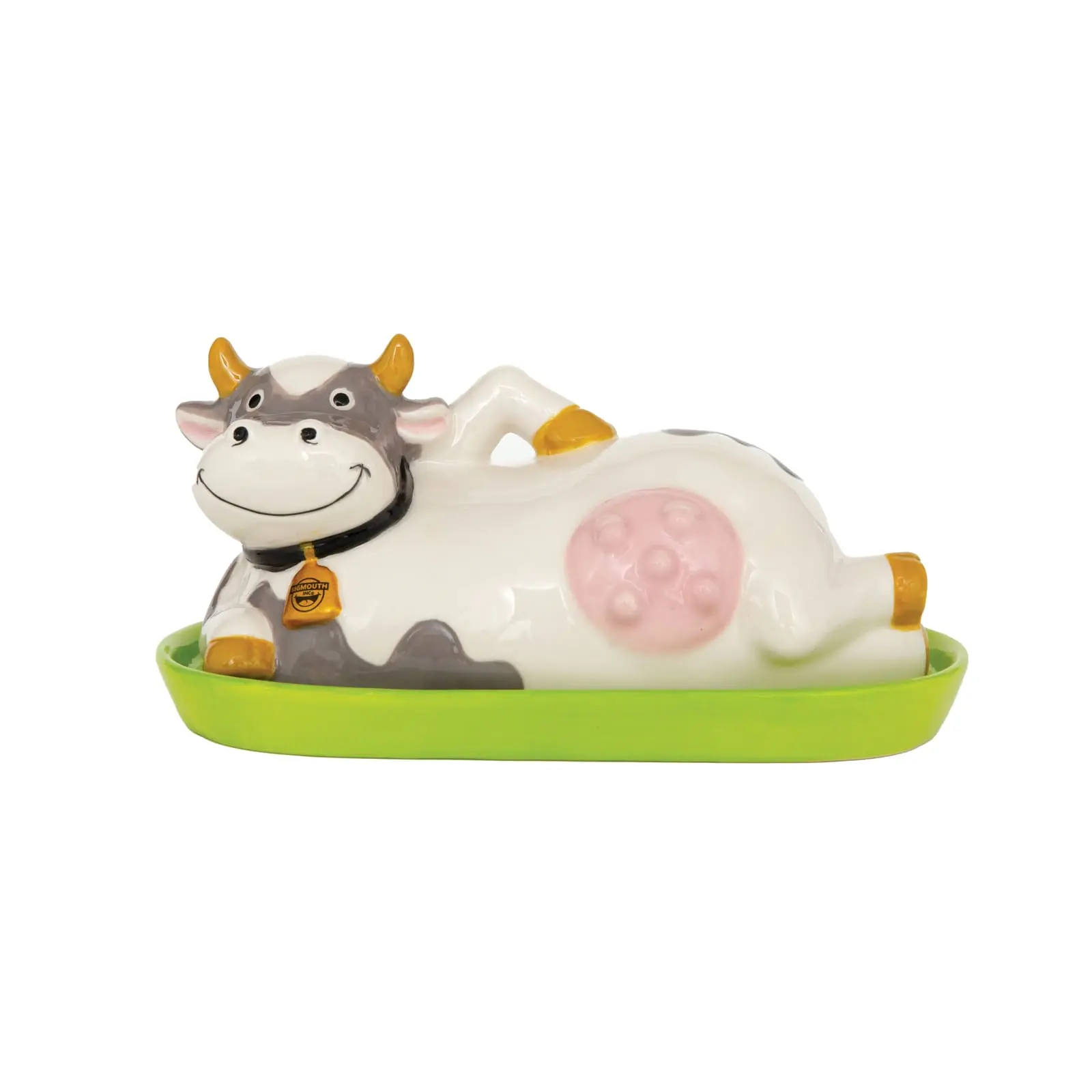 BigMouth Udderly Buttery Butter Dish — Ceramic Cow Butter Dish with Lid, Holds One Stick, Funny Farmhouse Kitchen Decor and Housewarming Gift for Cow Lovers