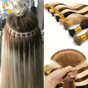 Wholesale 2025 NEW [50pcs Natural Hair Extensions Brown] I Tip Hair Extensions Human Hair 50pcs/ Set Natural Hair Extensions Keratin Capsule Brown 613 Blonde Color 10-24Inch