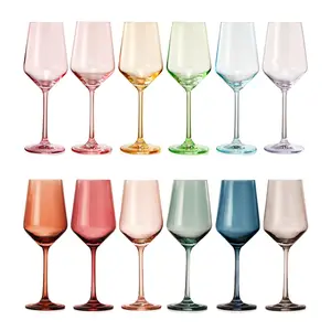 Make Your Own Set Wine Glass SINGLE, Muted Red Colored Large 12 oz Glass, Unique Italian Style Tall for White & Wine, Gifts for Mothers Day Gift, Set of 1 Beautiful Glassware (Red)