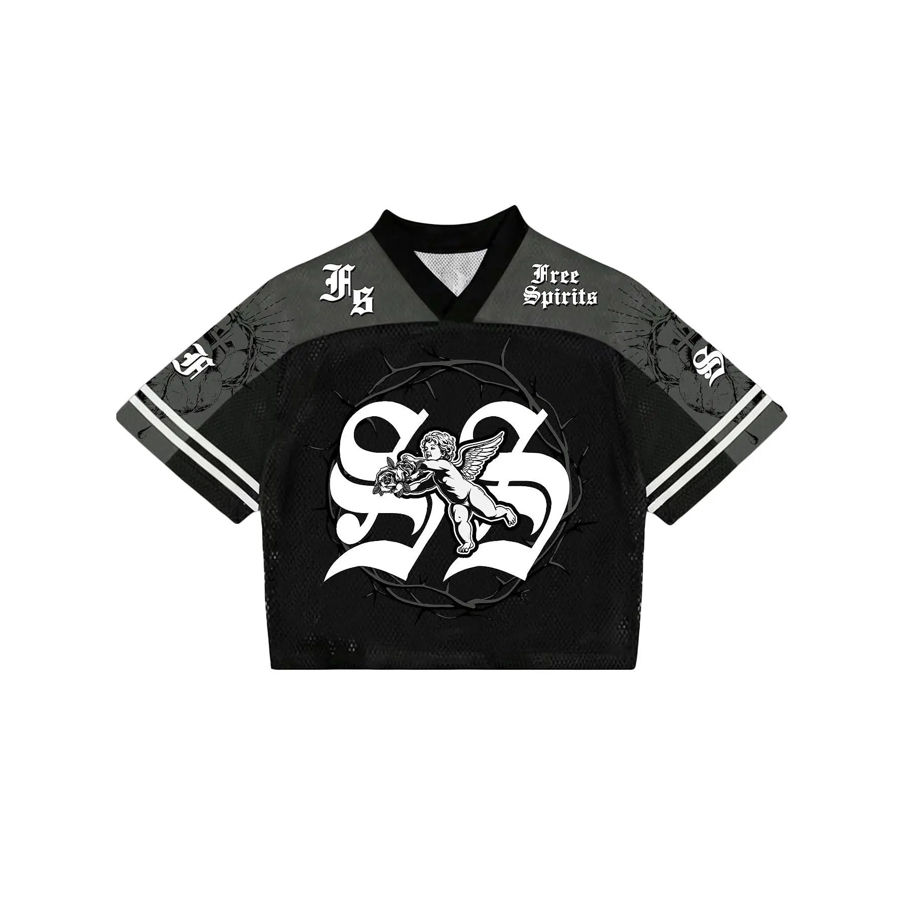 Men's Y2k Jersey Shirts Number Graphic Tees V Neck Half Sleeve Baggy T Shirt Summer Tops Streetwear