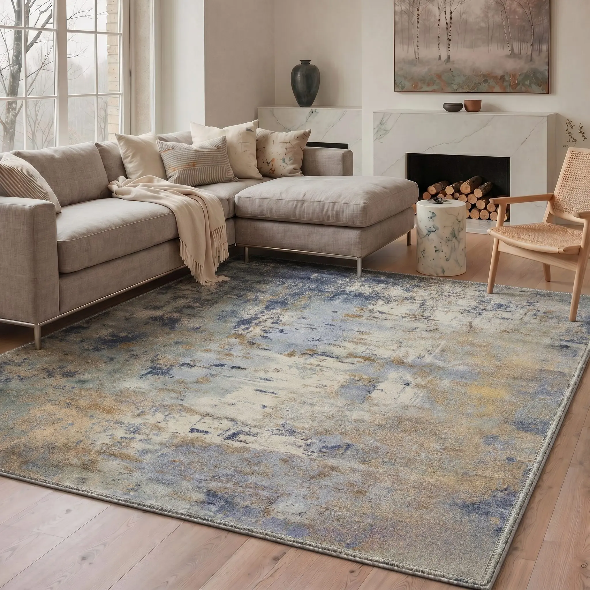 【Back To School】GENIMO Washable Rug Non Slip Area Carpet Pet Friendly Soft Floor Covering for Living Room Bedroom Kitchen Hallway Decor Home Decoration,ARA5674-OCHRE ECHO