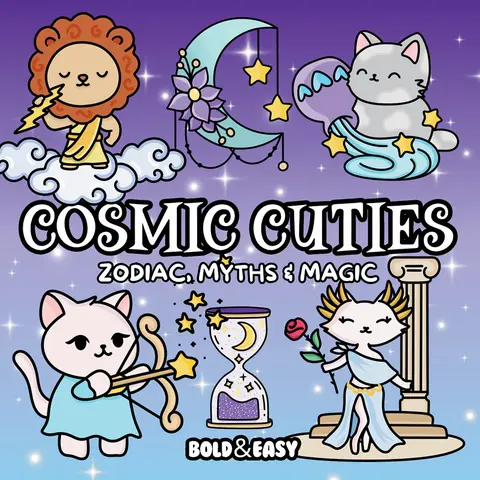 Cosmic Cuties Coloring Book & Reusable Protective Sheet by Wook Books
