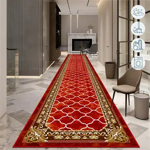 Luxury Geometric Pattern Long Hallway Runner Rug, Soft Washable Carpet for Bedroom Laundry Room Outdoor Patio Decor, Washable Runner Rugs