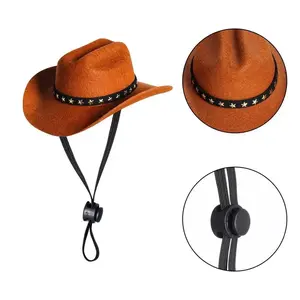 Pet Cowboy Hat Headgear Cat Funny Headwear Adjustable Dog Caps Performance Photo Props Cosplay