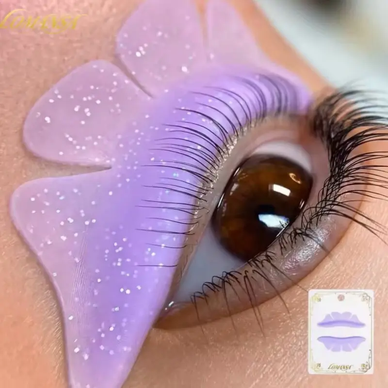 Lomansa 1-Pair Silicone Glitter Butterfly Lash Lift Pads, Professional Eyelash Curling Tool for Lash Extension Treatments