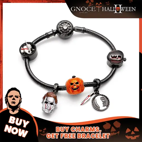 GNOCE S925 Michael Myers Horror Movie Pendant Dangle Charm Bangle for Women, Scary Creepy Bracelets & Bangles, 0.45mm Hole Halloween Costume Jewelry, Fits Major Brand Bracelets/Necklaces, Stylish Accessory, Perfect Gift for Special Occasions