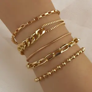 The latest versatile, simple and retro punk style bracelet multi-piece set for women, a perfect gift for Christmas and birthdays, and a fashionable commuting outfit
