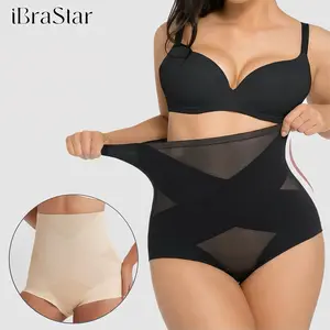 Shapewear for Women Tummy Control High Waisted Body Shaper Panties Seamless Slimming Underwear Breathable Mesh Cross Compression Abs Sculpting Briefs Butt Lifter Comfortable Fit Plus Size